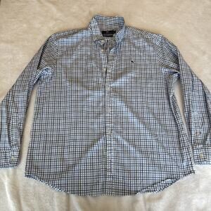 Vineyard Vines Button Up Long Sleeve Checkered Blue Men XL Classic Fit Whale